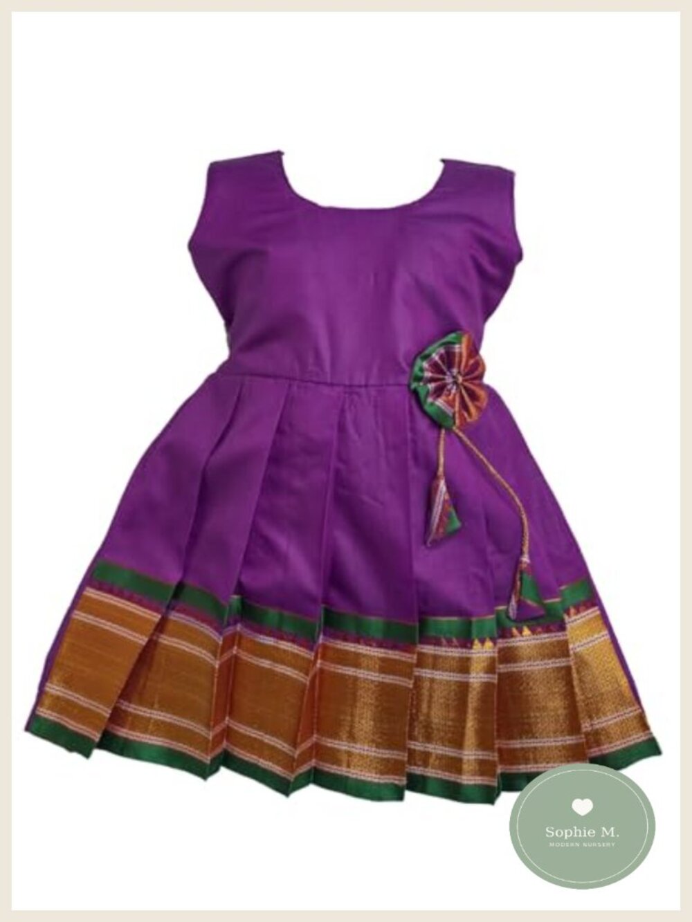Girls Paithani Silk Knot Frock Ethnic Wear Party Dress